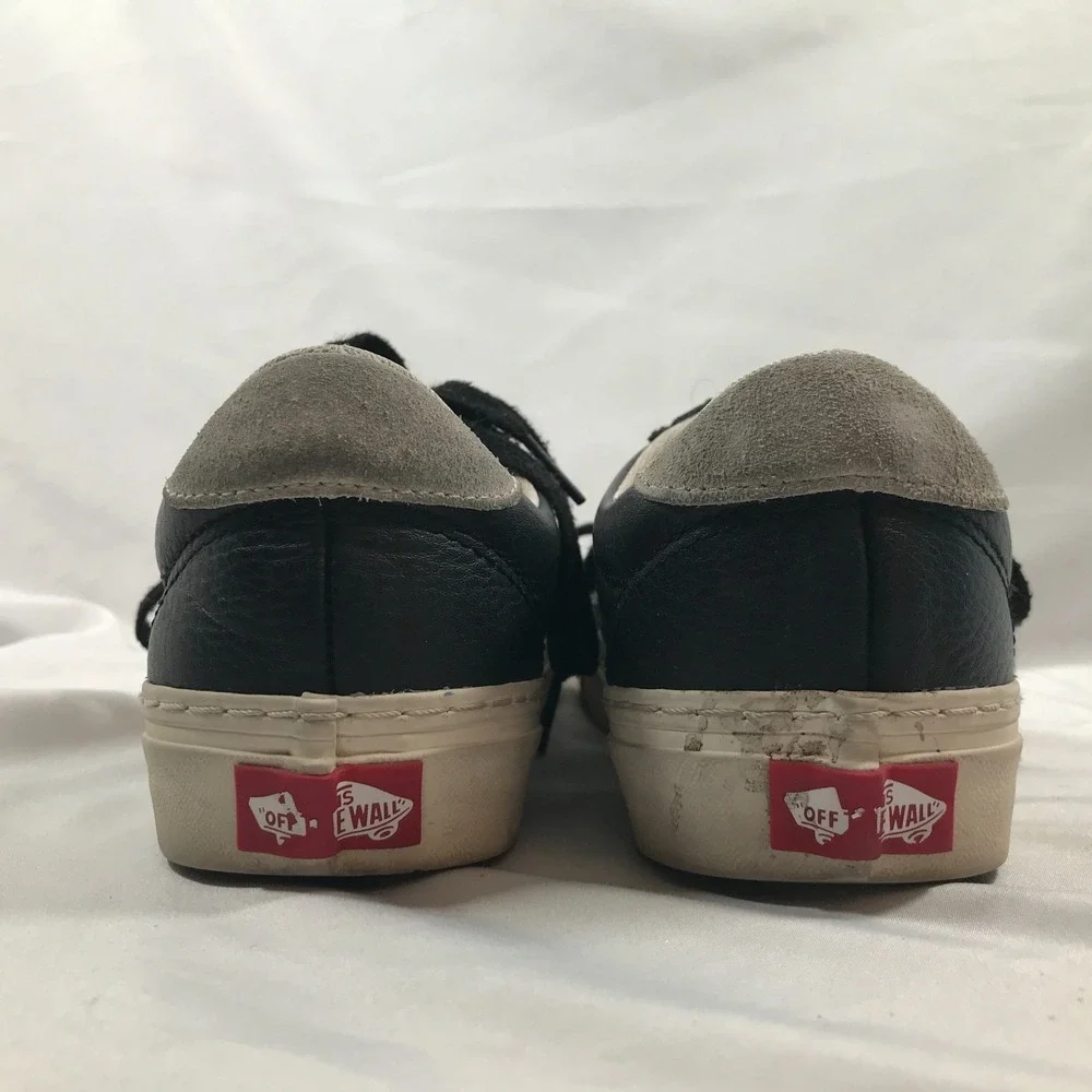 VANS Off The Wall Old Skool Lux Black Leather‎ Lace Up Shoes Mens 6.5 Womens 8